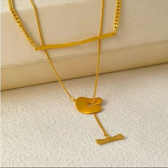 New 18k Gold Plated Unique Bar Toggle Necklace - Picture 4 of 7
